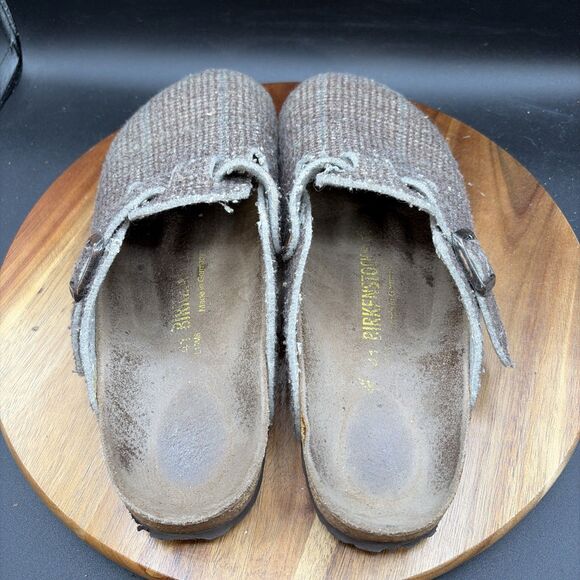 Birkenstock Boston Clogs Plaid Size 41 Men’s 8 Women’s 10 Softbed Shoes Brown - Picture 8 of 9